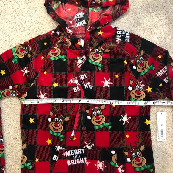 NWT No Boundaries Women's "Merry & Bright" Christmas Plush Pullover Hoodie - Picture 9 of 14